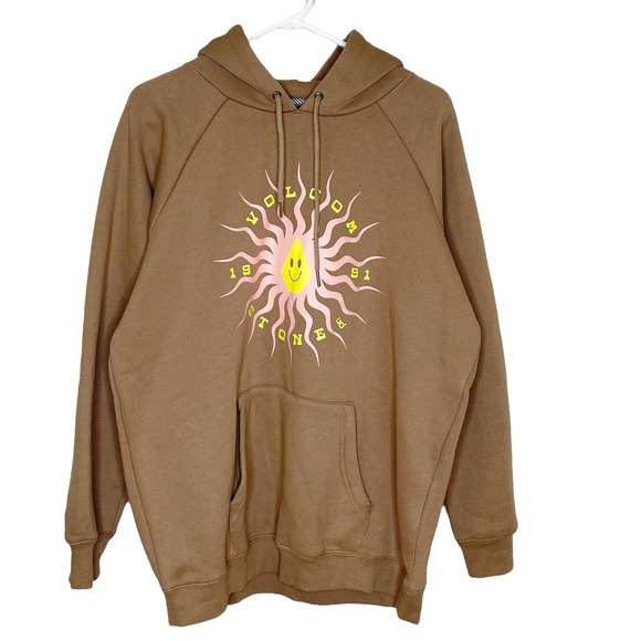 NWT Volcom Truly Stoked BF Pullover Women's Stone Brown Sweatshirt S - Picture 3 of 8